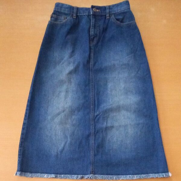 デニムスカート ロング USED加工 M