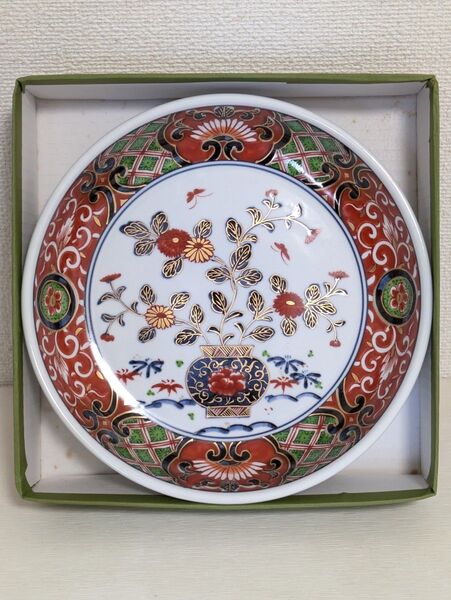 波佐見焼 三本柿窯 古伊万里花籠 ドラ鉢 盛鉢 大24cm 金彩 未使用箱入り品