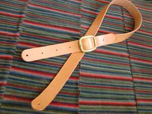  hand made leather guitar strap 40mm[ beige × brass ]