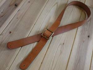  hand made leather guitar strap 40mm[ beige × brass ]b