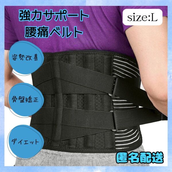 腰痛ベルト コルセット 骨盤矯正 サポーター 男女兼用 姿勢補正 ブラック L
