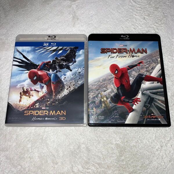 スパイダーマン:ホームカミング IN 3D と スパイダーマン:ファーフロムホーム ブルーレイ&DVDセット 2組セットです。