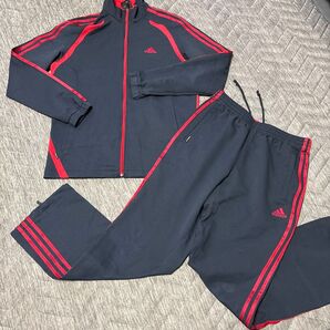 難あり アディダス 紺×赤 メンズL ジャージ 薄手