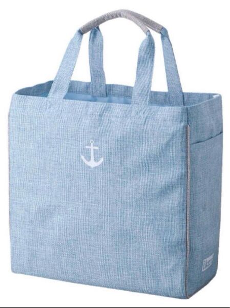 難あり!美品 イカリ スーパー エコバッグ 水色 スクエアバッグ