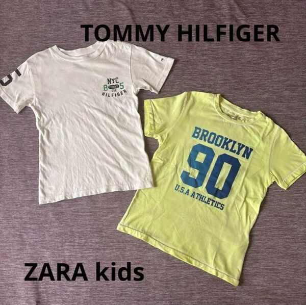 トミーヒルフィガー&ZARA Tシャツ 2枚セット 半袖 プリント ロゴ