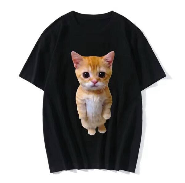 新入荷!!数量限定!!おもしろTシャツ XL メンズ 半袖 面白い 猫Tシャツ ブラック Black
