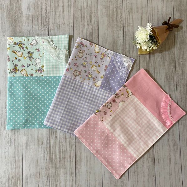 ランチョンマット3枚セット うさぎ柄 ハンドメイド 通園通学