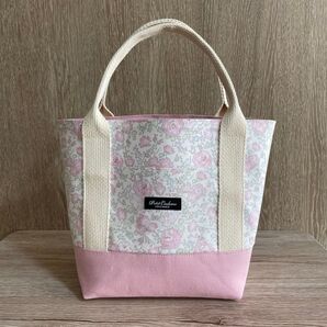 ミニトートバッグ ハンドメイド リバティ生地使用 フェリシテ ピンク