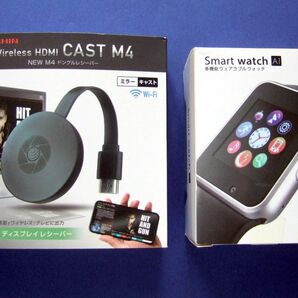 NEW M4 ドングルレシーバー ★ Wireless HDMI CAST M4 ★ オマケ:ジャンクのスマートウォッチ
