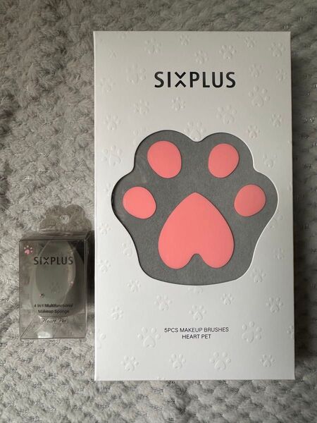 SIXPLUS メイクブラシ5本セット&多機能メイクスポンジパフ ハートペット 未使用品