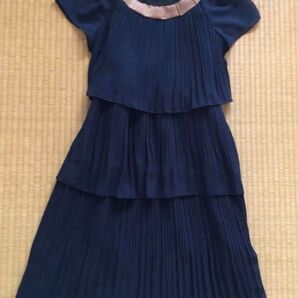 マタニティ フリルワンピース 授乳服 M ネイビー