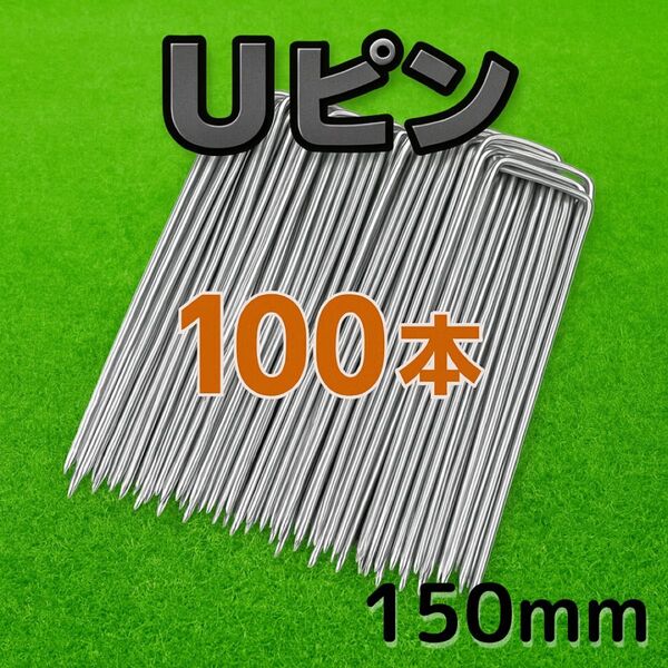 Uピン杭 強力固定 ガーデニング用品 園芸 防草 簡単設置 テント 100本 剣先Uピン杭 おさえピン 人工芝 ピン U字型