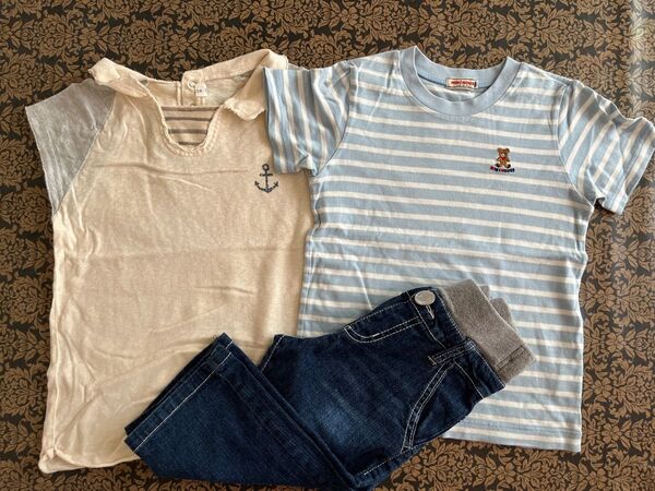 ミキハウス BiquetteClub キムラタン半袖 MPSデニムパンツ子供服 まとめ売り 3点セット120㎝