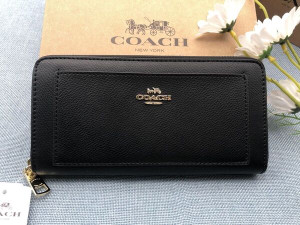 コーチ 長財布 COACH 財布 シグネチャー メンズ レディース ブラック ロゴ 新品未使用