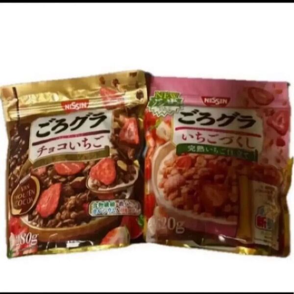 NISSIN ごろグラ いちごづくし 1袋、チョコいちご 1袋