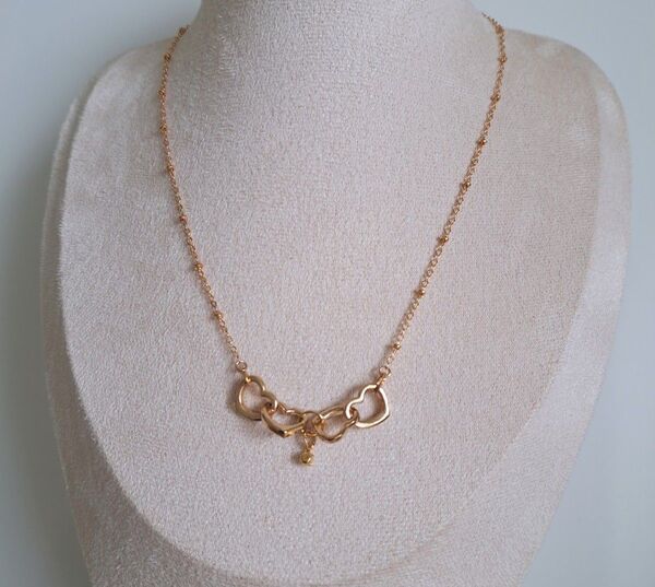 No.56 ネックレス ハンドメイド ゴールド色 ハートチャーム レディースネックレス アクセサリー チェーンネックレス