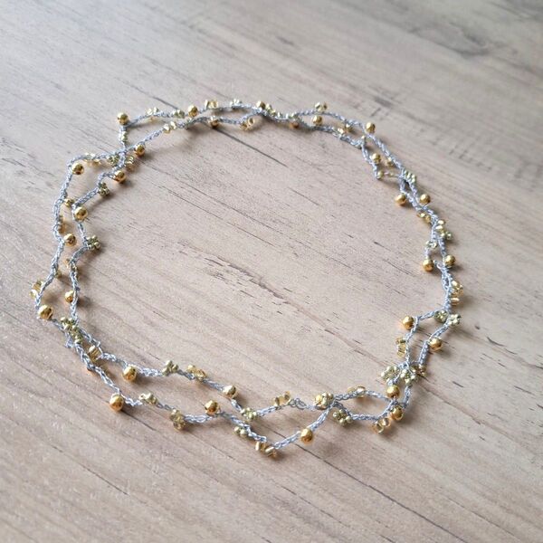No.66 ビーズクロッシェネックレス ハンドメイド ビーズネックレス レディースネックレス ビーズクロシェ アクセサリー