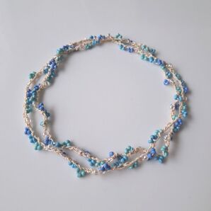 No.76 ビーズクロッシェネックレス ハンドメイド ビーズネックレス レディースネックレス ビーズクロシェ ビーズアクセサリー
