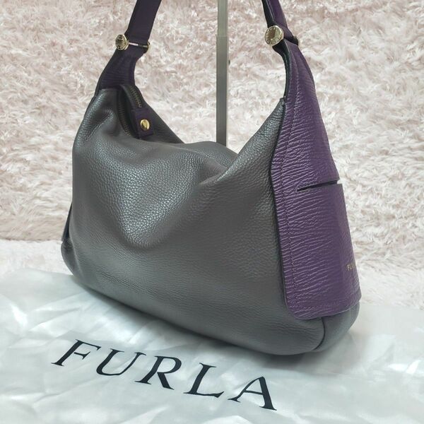 FURLA フルラ バイカラー 配色デザイン ワンショルダーハンドバッグ 美品