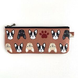 フレンチブルドッグ フラット ペンポーチ 筆箱 ハンドメイド No.428