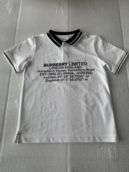 バーバリー ポロシャツ キッズ 140cm 10歳用 男の子 半袖 BURBERRY LONDON 半袖ポロシャツ 白