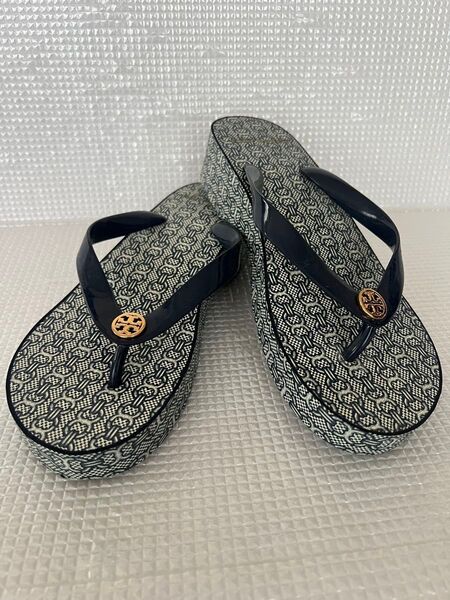 TORY BURCH ウェッジソール ビーチサンダル ネイビー US6 23-23.5cm