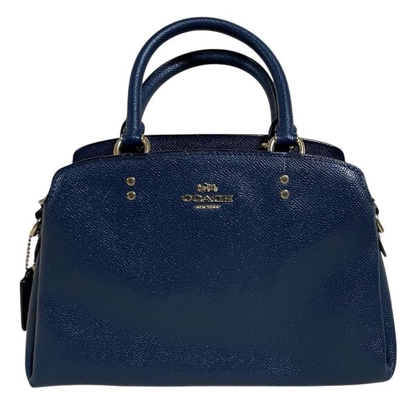 美品!COACH 91146 コーチ ミニリリー キャリオール 2WAY ショルダー ハンドバッグ 鞄 ネイビー
