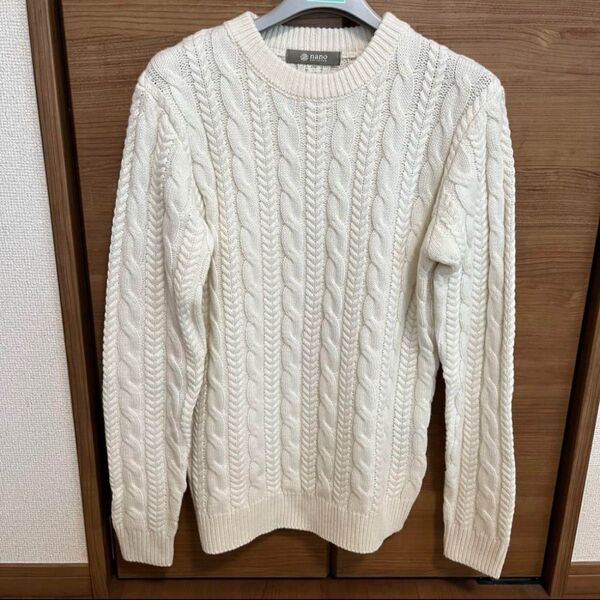 【未着用★美品】ナノユニバース nano universe ニット カシミヤ 白 ホワイト 白ニット 編み物 トップス セーター