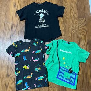 恐竜柄・昆虫柄・パイナップル Tシャツ3枚セット 110 カブトムシ ハワイ