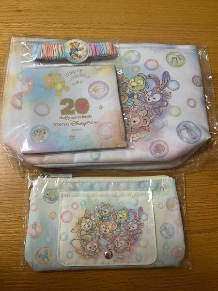ダッフィー カラフルハピネス ランチケースセット おてふきキャリー ショップ袋 20周年