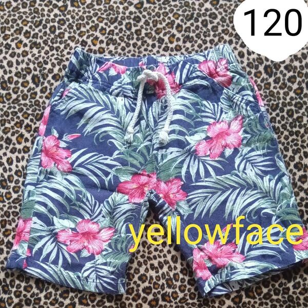 キッズ 男の子 イエローフェイス ハーフパンツ 120 アロハ ハイビスカス 夏 ショートパンツ 子供服 yellowface