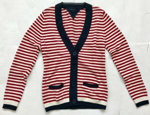 極美品 使用少★TOMMY HILFIGER トミーヒルフィガー★コットン★カーディガン★トリコロールカラー★Msize レディース★長いシーズン着回し