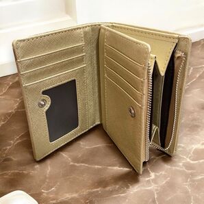 スプリットレザー 二つ折り財布 大容量 金運アップ 金 メンズ レディース