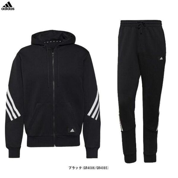 adidas フューチャーアイコンスリーストライプ パーカー パンツ 上下セットアップ L 中古品