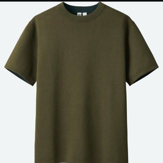 18SS ユニクロU コットンクルーネックセーター(半袖)+E カーキグリーン