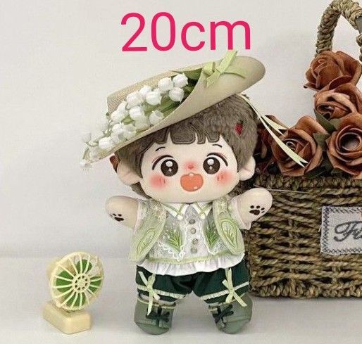 ぬいぐるみ服20cm スズラン帽子春色コーデ5点セット 着せ替えぬいぐるみ