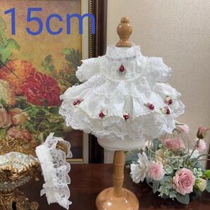 ぬいぐるみ服15cm 純白薔薇ドレス 着せ替えぬいぐるみ