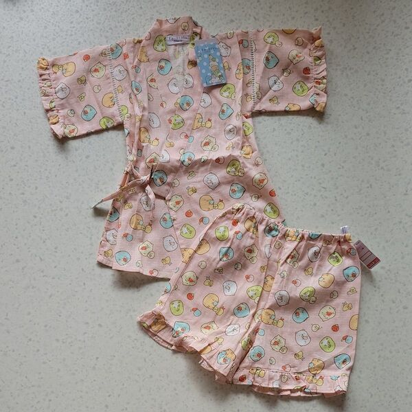 すみっコぐらし 女の子 甚平 110cm ピンク 上下セット
