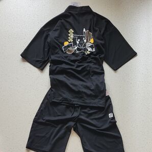 ポケモン 甚平 ポリエステル ブラック 黒 M L 新品 上下セット ルームウェア