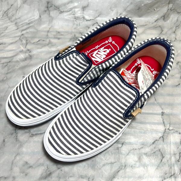 新品未使用 Vans 86092 ストライプ スリッポン 24.5