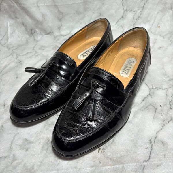 BALLY イタリア製 型押 タッセルローファー 本革 7.5