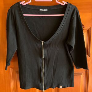 リブカーディガン トップス LLサイズ 美品 ブラック