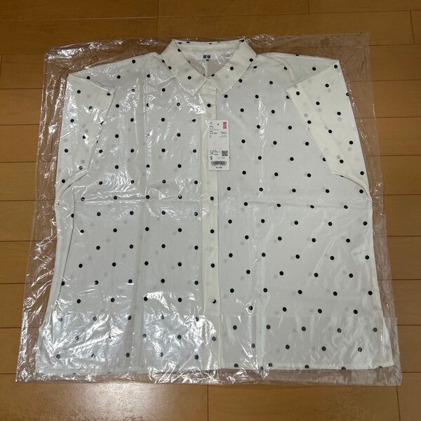 UNIQLO ユニクロ レーヨンプリントブラウス 半袖 ブラウス ドット柄 S