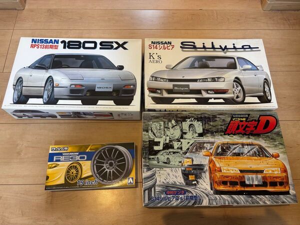 未組立 1/24プラモデル3台+ホイール フジミ S14シルビア 180SX 頭文字D ボルクレーシング