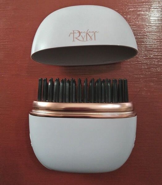 pure clean RYM ヘアブラシ★ポータブルストレートコーム ヘアアイロン 充電式★色ラベンダー