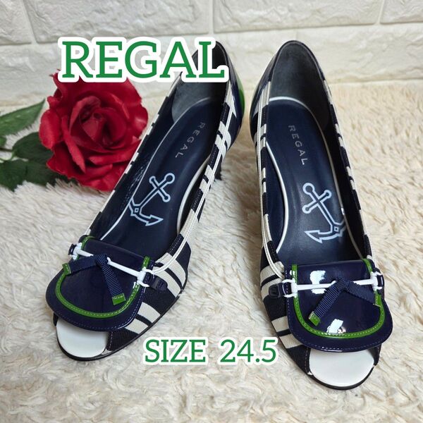 REGAL 美品リーガル オープントゥパンプス 24.5cm
