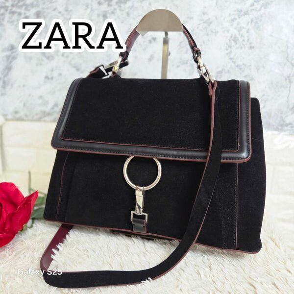 ZARA ショルダーバッグ ハンドバッグ2way スエード