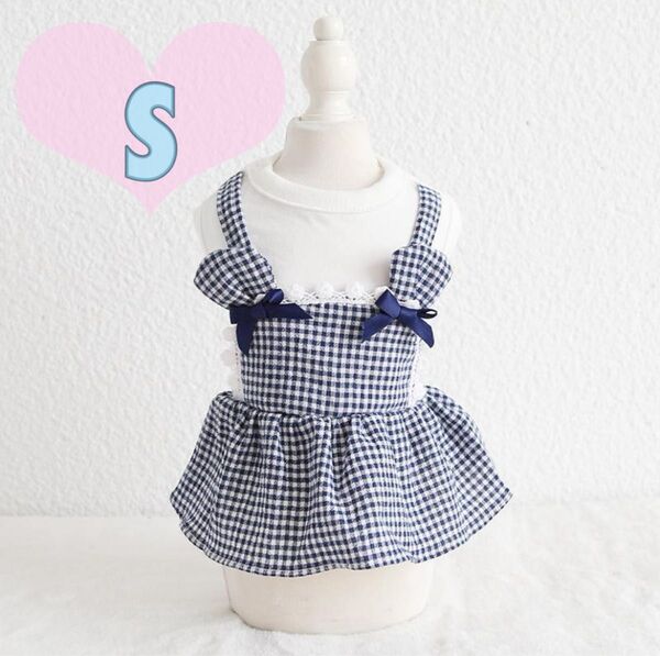 【Sサイズ】犬服 ギンガムチェック ワンピース ドッグウェア