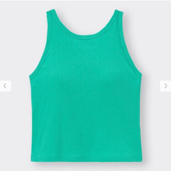 未使用品 GU ブラフィール クロップド アメリカンスリーブ タンクトップ L グリーン WOMEN 緑 みどり