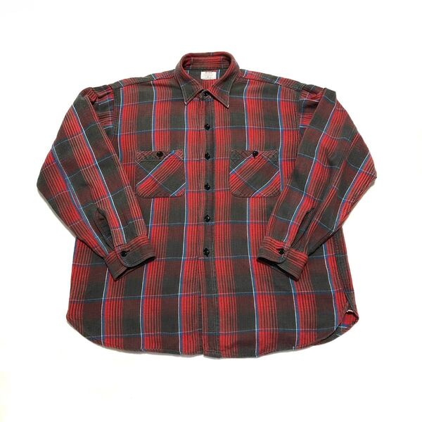 50s 60s ビンテージ Sears シアーズ ヘビー ネルシャツ マチ付き 黒ベース ブラック 希少 Vintage